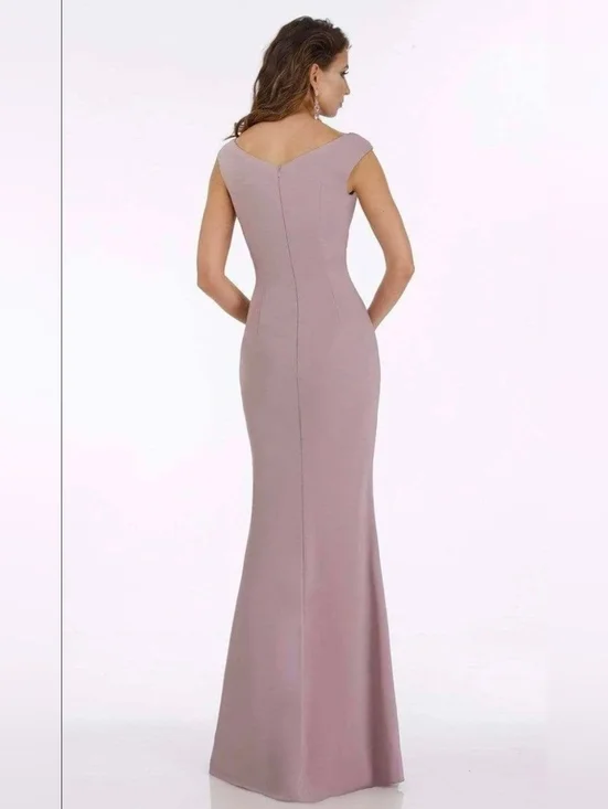 Gia Franco Mauve Purple Embellished Bow Floor Length Trumpet Evening Gown Size 4 - Picture 2 of 13